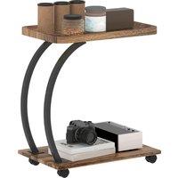 HOMCOM 2-Tier Mobile C-Shaped Side Table - Brown