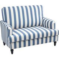 HOMCOM Modern Accent Chair, Velvet Armchair with Stripe, Turned Legs and Wide Seat, Upholstered Snuggle Chair for Living Room, Bedroom, Blue and White