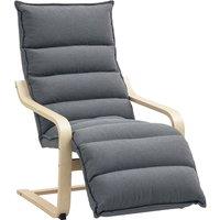 HOMCOM Curved Wooden Accent Chair, with Adjustable Footrest - Drak Grey