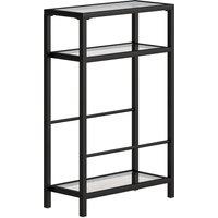 HOMCOM 3-Tier Side Table, Narrow End Table with Storage Shelf and Tempered Glass Tabletop for Small Spaces, Black