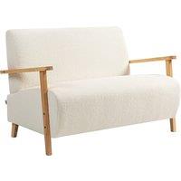 HOMCOM Small Sherpa Fabric 2 Seater Sofa Settee - Cream White
