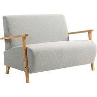 HOMCOM Small Sherpa Fabric 2 Seater Sofa Settee - Light Grey