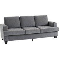 HOMCOM 3 Seater Sofa with USB Ports & Cup Holders - Grey