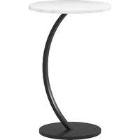 HOMCOM C Shaped Side Table, Round Bedside Table with Marble Effect Top, Modern Coffee Table Sofa End Table with Metal Frame for Living Room Bedroom Office, White