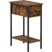 HOMCOM Narrow Side Table with Drawer and Storage Shelf - Rustic Brown