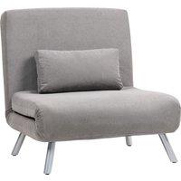 HOMCOM Single Velvet-Feel Chair Bed - Grey