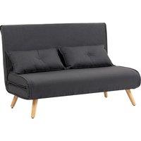 HOMCOM Two-Seater Linen-Look Sofa Bed w/ Cat Scratch Resistant Fabric, Charcoal Grey Aosom UK