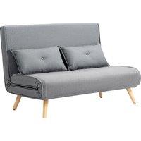 HOMCOM Two-Seater Linen-Look Sofa Bed, Cat Scratch Resistant, Grey Aosom UK