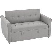 HOMCOM Two-Seater Velvet-Feel Sofa Bed - Grey