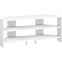 HOMCOM Corner TV Stand with 2 Open Shelves for 47 Inch TV - White