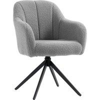 HOMCOM 360 Degree Swivel Accent Chair, Snow Flannel Armchair, Grey