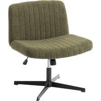 HOMCOM Teddy Fleece Criss Cross Legged Desk Chair, Armless Office Chair No Wheels, Green