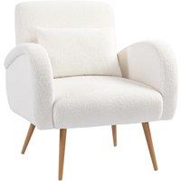 HOMCOM Teddy Fleece Accent Chair - Cream White