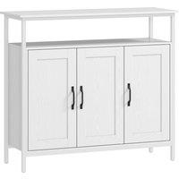 HOMCOM Industrial Kitchen Sideboard with Open Shelf, 2 Cabinets, Adjustable Shelves for Living Room, Dining Room, White