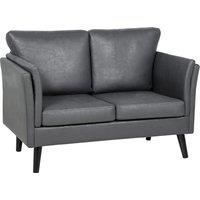 HOMCOM Two-Seater Leathaire Sofa - Grey