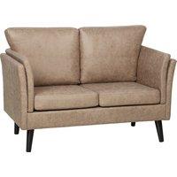 HOMCOM Two-Seater Leathaire Sofa - Light Brown