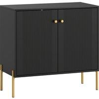 HOMCOM Sideboard Buffet Cabinet, Coffee Bar Cabinet with Fluted Doors and Adjustable Shelf, Black