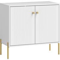 HOMCOM Sideboard, storage cabinet with double fluted doors, adjustable shelf, steel legs, 80 x 39.1 x 76 cm, white