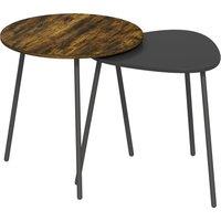 HOMCOM Nesting Side Table Set of 2 - Rustic Brown