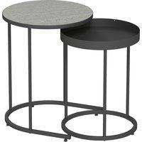 HOMCOM Round Nesting Side Table Set of 2 - Grey