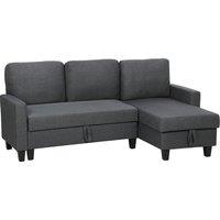 HOMCOM Three-Seater Storage Sofa Bed w/ Scratch Resistant Fabric, Charcoal Grey Aosom UK