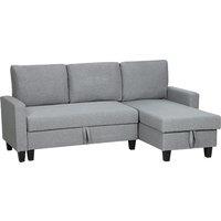 HOMCOM Three-Seater Storage Sofa Bed w/ Scratch Resistant Fabric, Grey Aosom UK