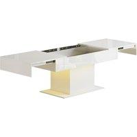 HOMCOM Extendable Coffee Table with LED Lights and Storage - High Gloss White