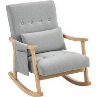 HOMCOM Wood Frame Rocking Accent Chair - Light Grey