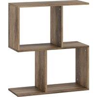 HOMCOM Side Table, Narrow End Table with Storage Shelves, S-Shaped, 3-Tier, 50W x 19.5D x 58H cm, Oak
