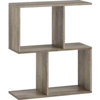 HOMCOM Side Table, Narrow End Table with Storage Shelves, S-Shaped, 3-Tier, 50W x 19.5D x 58H cm, Grey