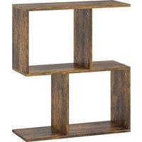 HOMCOM Side Table, Narrow End Table with Storage Shelves, S-Shaped, 3-Tier, 50W x 19.5D x 58H cm, Rustic Brown
