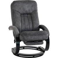 HOMCOM Swivel Recliner Chair, Velvet Recliner Armchair with Retractable Footrest, Dual-Layer Cushion, High Back, Dark Grey