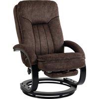 HOMCOM Swivel Recliner Chair, Velvet Recliner Armchair with Retractable Footrest, Dual-Layer Cushion, High Back, Dark Brown
