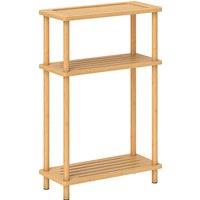 HOMCOM Bamboo Side Table, 3-Tier Slim End Table, Nordic Style, for Living Room, Bedroom, Office, Tool-Free Assembly, Natural Wood Finish