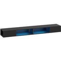 HOMCOM Wall Mounted TV Stand with RGB LED Lights, Floating Entertainment Centre for 75 Inch TV, Black