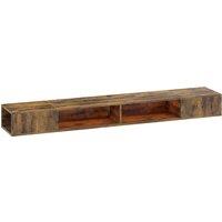 HOMCOM Wall Mounted TV Stand with RGB LED Lights, Floating Entertainment Centre for 75 Inch TV, Rustic Brown