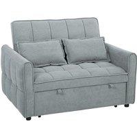 HOMCOM 2 Seater Sofa Bed, 3-in-1 Convertible Sleeper Sofa with Click-clack Adjustable Backrest and 2 Pillows, Grey