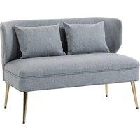 HOMCOM 2 Seater Sofa, Linen-look Fabric Small Sofa with Wing Back, Thick Seat, Metal Legs, Light Grey