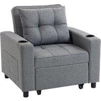 HOMCOM 3-in-1 Single Sofa Bed, Convertible Sleeper Chair Bed - Dark Grey