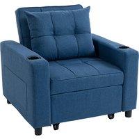 HOMCOM 3-in-1 Single Sofa Bed, Convertible Sleeper Chair Bed - Dark Blue