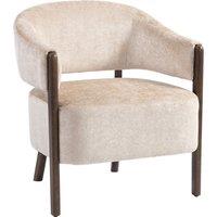 HOMCOM Accent Chair, Chenille Upholstered Tub Chair with Wide Seat, Solid Wood Frame and Legs, Comfy Armchair, Beige