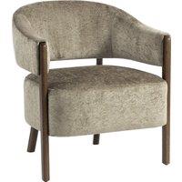 HOMCOM Accent Chair, Upholstered Tub Chair with Solid Wood Frame and Legs, Light Brown