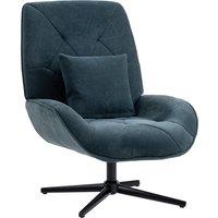 HOMCOM Accent Chair, Chenille Upholstered Swivel Armchair with Lumbar Pillow, High Back, Deep Seat and Metal Legs, Dark Green