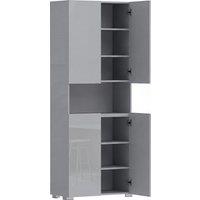 HOMCOM 180 cm Tall Kitchen Cupboard, Pantry Storage Cabinet with Soft Close Doors and Adjustable Shelves, High Gloss Grey
