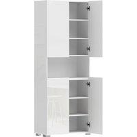 HOMCOM 180 cm Tall Kitchen Cupboard, Pantry Storage Cabinet with Soft Close Doors and Adjustable Shelves, High Gloss White