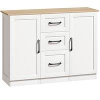 HOMCOM Sideboard Storage Cabinet, Modern 110 cm Buffet Storage Cabinet with 3 Drawers and 2 Soft Close Doors, White