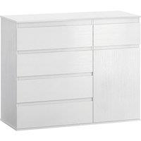 HOMCOM Modern Sideboard, Sideboard Storage Cabinet with 5 Drawers, Adjustable Shelf, Soft-Close Door, White