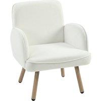 HOMCOM Lounge Chair Velvet Upholstered Armchair with Spring Cushion for Living Room Bedroom Cream White