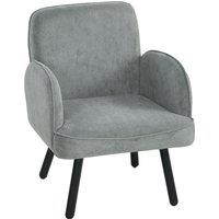 HOMCOM Lounge Chair Velvet Upholstered Armchair with Spring Cushion for Living Room Bedroom Grey