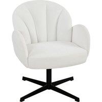 HOMCOM Swivel Accent Chair, Shell-Shaped Armchair with Spring Cushion, Metal Base, Cream White